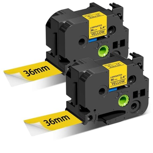 2 Packungspaket-Label-Labelband Tze-S661 36mm arbeitet mit dem Etikettenhersteller PT-E800 PT-P900 PT-P950 PT3600 PT9200 kompatibles Etikettendrucker-Druckerband von TWEJHX