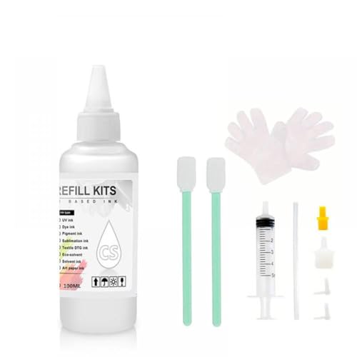 TWEJHX 100 ml Druckerreinigung Flüssigkit kompatibel mit Tintenstrahldruckern Farbstoffpigment -Sublimation Ink Reinigungslösung Hellrosa(100ML Cleaning Kit) von TWEJHX