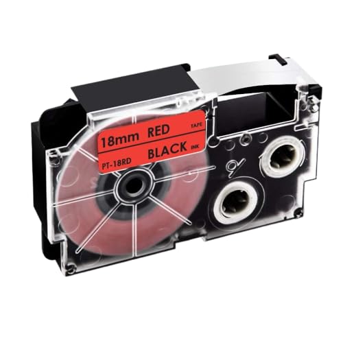 TWEJHX 18Colors XR-18WE-Etikettspatronen kompatibel mit 18mm XR-18x XR-18YW XR-18RD XR-18BU Kompatibel mit die Verwendung mit KL-130 KL-120 KL-430-Label-Machern(Black on Red) von TWEJHX