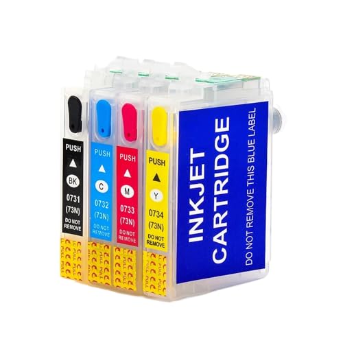 TWEJHX 4er-Pack nachfüllbare Tintenpatronen mit Chip, kompatibel Kompatibel mit Stylus C79 C110 C90 C92 CX3900 CX3905 CX4900 TWEJHX 4er-Pack nachfüllbare Tintenpatronen mit Chip, kompatibel Kompatibel mit Stylus C79 C110 C90 C92 CX3900 CX3905 CX4900 von TWEJHX