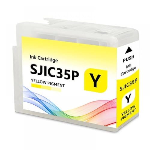 TWEJHX 80 ml SJIC35P Kompatible Tintenpatrone Kompatibel mit Farbetikettdrucker Arbeiten mit CW-C6500P CW-C6000A CW-C6000P CW-C6500A-Modellen(SJIC35P YL 1PCS) von TWEJHX