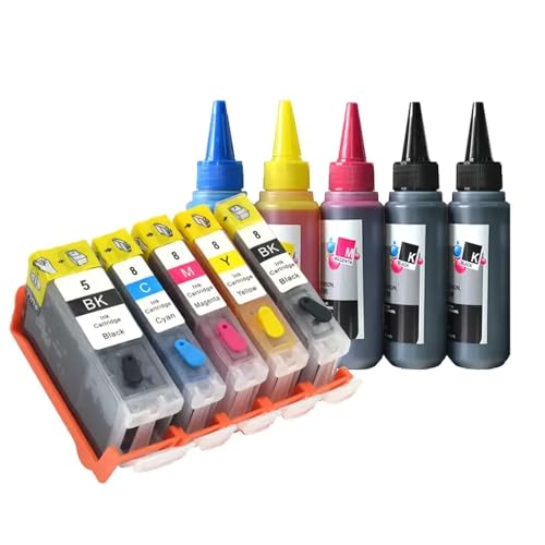 TWEJHX Kompatible Nachfüllkartons PGI5 CLI8 Kompatibel mit Drucker Arbeiten mit IP4200 IP4300 IP4500 MP500 IP5200 MP530 MP600 MP610 MP800 Modelle(1Set and Ink) von TWEJHX
