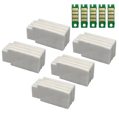 TWEJHX Kompatible Wartungspanzerchip und Abfallkissen Kompatibel mit DE100 DE-100-Druckerabfall-Tintenkollektor-Chip-Resickter Arbeiten mit Fuji Frontier-Modellen zusammen(5Chip 5Sponge cushio) von TWEJHX