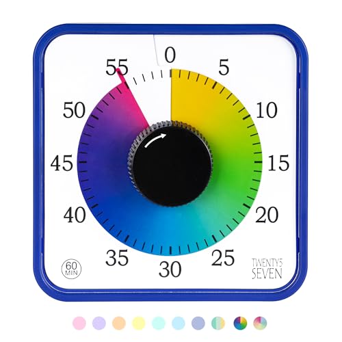 Visual Timer 19,1 cm; 60 Minuten 1 Stunde Countdown-Timer für Kinder Klassenzimmer Lehrwerkzeug Home Office Meeting, mechanische Countdown-Uhr für Prüfungszeitmanagement, magnetisch, Marineblau mit von TWENTY5 SEVEN