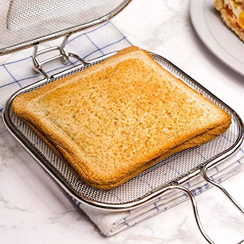 TWH Sandwich Toaster Sandwich Grillnetz Edelstahl Sandwich Grillkorb Sandwich Artefakt Ofen Brot Grill Netz für Ofen und Toaster mit faltbarem Drahtgitter von TWH