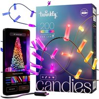 Twinkly CANDIES Intelligente Kerzen-Weihnachtsbeleuchtung, 200 RGB-LEDs, grünes Kabel der zweiten Generation von TWINKLY