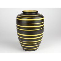 Ilkra Keramik Vase Dekor Kairo 50Er Jahre Gelb Schwarze Vase, West Germany Keramik, Mid Century, Mcm von TWISTandPOP