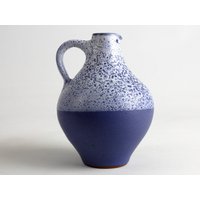 50Er Jahre Römhild Blau Weiß Schaumglasur, Studio Keramik Vase, Mid Century, Vintage Blaue Vase von TWISTandPOP