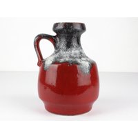 70Er Jahre Rote Vintage Fat Lava Keramik Vase, West German Pottery Wgp, Mid Century, Wgp Rot Weiß Krug von TWISTandPOP