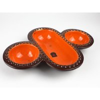 70S Keramik Knabberschale, Orange Schale Von Pan Keramik, Mcm Vintage Lazy Susan von TWISTandPOP