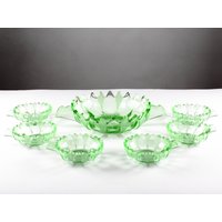 Art Deco Glas Schale, Dessert Set Von 6 Glasschalen, Vintage, Gemany, Frühe Mid Century, 20Er-40Er Jahre von TWISTandPOP