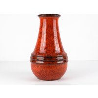 Große Orange Fat Lava Keramik Vase Von Jasba, 70Er Jahre, West German Pottery, Mid Century, Vintage von TWISTandPOP