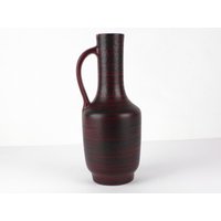 Große Rote Schwarze Vintage Keramik Vase Von Strehla, 60Er 70Er Jahre, Mid Century Mcm Krug von TWISTandPOP