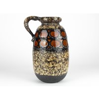 Große Scheurich Fat Lava Keramik Vase 484-2, Braun Schwarz, Mid Century 70Er Jahre von TWISTandPOP