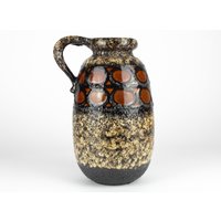 Große Scheurich Fat Lava Keramik Vase 484-2, Braun Schwarz, Westdeutsche Keramik, Mid Century 70Er Jahre von TWISTandPOP