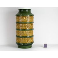 Große Vintage Cermic Vase Von Bay Beige Grün Schneeflocke, 70Er Jahre Vintage, West German Pottery, Mid Century von TWISTandPOP
