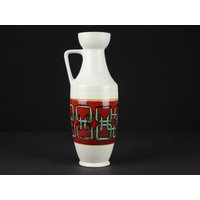 Große Vintage Keramik Vase, 60Er-70Er Jahre, Weiß Rot Grün, Von Duemler Breiden, West German Pottery, Mid Century von TWISTandPOP