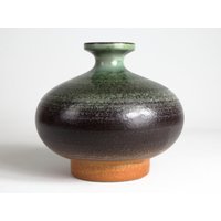 Haldensleben Keramik Vase, Grün Schwarz Braun, 70Er Jahre, Ddr Keramik, Mid Century Modern Vase von TWISTandPOP