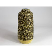 Haldensleben Keramikvase, Gelb Schwarze Fat Lava Ostdeutschland, Mid Century, 60Er Jahre, Wgp von TWISTandPOP