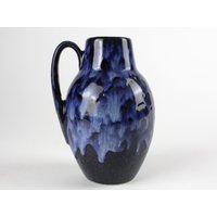 Scheurich Keramikvase 414-16, Blau, Westdeutsche Keramik, Mid Century, 70Er Jahre von TWISTandPOP