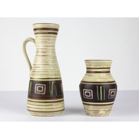 Paar Vintage Keramik Vasen Von Jasba, 50Er Jahre Keramikvasen, Deutsche Keramik, Mid Century Vase von TWISTandPOP