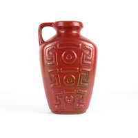 Rot Grüne Vintage Keramik Vase, 70Er Jahre Mid Century von TWISTandPOP