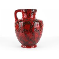 Rote Fat Lava Keramik Vase Von Bay, 70Er Jahre, West German Pottery, Mid Century von TWISTandPOP