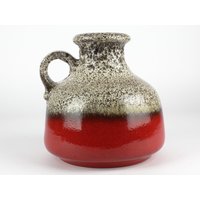 Scheurich Fat Lava Keramik Vase Rot Weiß, Vintage 70Er Jahre, Westdeutsche Keramik, Mid Century, Wgp von TWISTandPOP