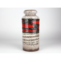Scheurich Keramik Vase 517/30, Rot Schwarze Fat Lava Vase, Mid Century, 70Er Jahre von TWISTandPOP