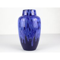 Scheurich Keramik Vase 549-21, Blaue Tropfen, Vintage 70Er Jahre, Westdeutsche Keramik, Mid Century von TWISTandPOP