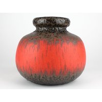 Scheurich Rot Schwarzkeramik Vase 284, Fat Lava Keramik Vase, Westdeutsche Keramik, 70Er Mid Century von TWISTandPOP