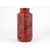 Scheurich Rote Keramik Vase 282, Rote Fat Lava Vase, West German Pottery, 70Er Jahre Mid Century von TWISTandPOP