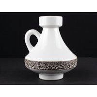 Schlossberg Fat Lava Keramik Vase, Weiß Schwarz, West Germany Keramik, Mid Century 70Er Jahre Vase von TWISTandPOP