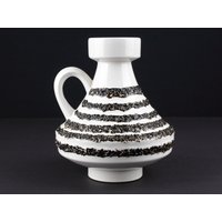 Schlossberg Fat Lava Keramik Vase, Weiß Schwarz Lava, West German Pottery, Mid Century 70Er Jahre Vase von TWISTandPOP