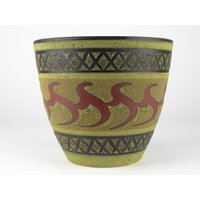 Es Vintage Keramik Übertopf, 50Er Keramiktopf, West Germany Mcm Grün Schwarz Blumentopf von TWISTandPOP