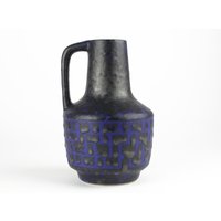 Vintage Keramik Vase Von Haldensleben, Blau Schwarze Vase, Ddr, Mid Century, 70Er Jahre, Wgp von TWISTandPOP