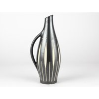 Vintage Keramik Vase Von Piesche Und Reif, Schwarzes Sgraffito-Muster, 50Er-60Er Jahre, Mid Century Keramik von TWISTandPOP