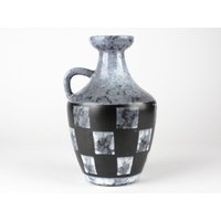 strehla Keramikvase, 70Er Jahre Weiß Schwarze Vase, Keramik, Mid Century von TWISTandPOP