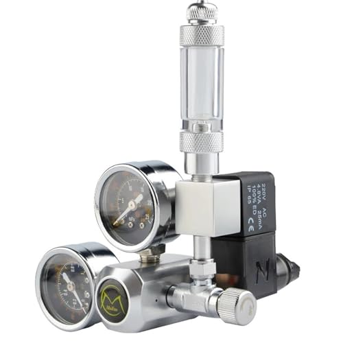 TWMAZDYC DIY Aquarium CO2 Regler Magnetische Solenoid Kit Rückschlagventil Aquarium Zubehör CO2 Control System Reaktor Generator Set(Big Double Meter,W21.8 UK Plug 220v) von TWMAZDYC