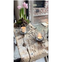 Windlicht Aus Metall Inkl. Glas, Kerzenhalter Blume | Geschenk Für Garten, Mama, Beste Freundin, Oma von TWOBOLD