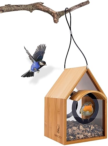 TWOCOZY Vogelhaus - Vogelfutterhaus zum Aufhängen [STRESSFREIE Reinigung] Wetterfestes Vogelhäuschen | Vogelfutterspender mit Regenschutz | Vogelfutterstation inkl. Fütterungsratgeber von TWOCOZY
