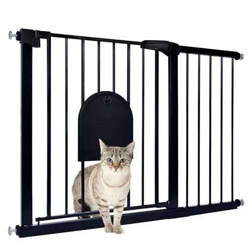 TWOLIIN Türschutzgitter Treppenschutzgitter ohne Bohren Türgitter für Breiten 105-115 cm, Treppengitter mit Tür für Hunde und Katzen, Schließt Automatik, Einhändige Bedienung, Schwarz TWOLIIN Türschutzgitter Treppenschutzgitter ohne Bohren Türgitter für Breiten 105-115 cm, Treppengitter mit Tür für Hunde und Katzen, Schließt Automatik, Einhändige Bedienung, Schwarz von TWOLIIN
