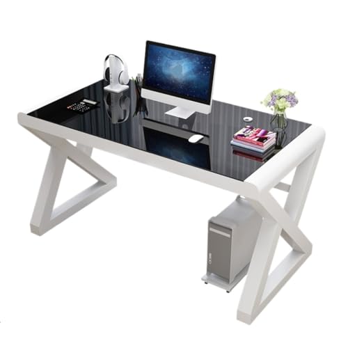 Multifunktionstisch Computertisch, Desktop, Zuhause, einfacher Schreibtisch, gehärtetes, Lernen, Lesen, Esstisch, Spiel, E-Sport-Tisch Bed Side Table (Color : Black, Size : A) von TWRWX