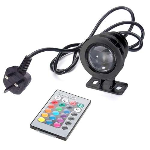 10W RGB LED Unterwasserlicht mit Fernbedienung 16 Farben 4 Lichteffekte IP65 Wasserdicht Design, Solar Teichbeleuchtung,Unterwasser Teichlicht Landschaftsscheinwerfer Tauchstrahler (Schwarz 220V) von TWSOUL