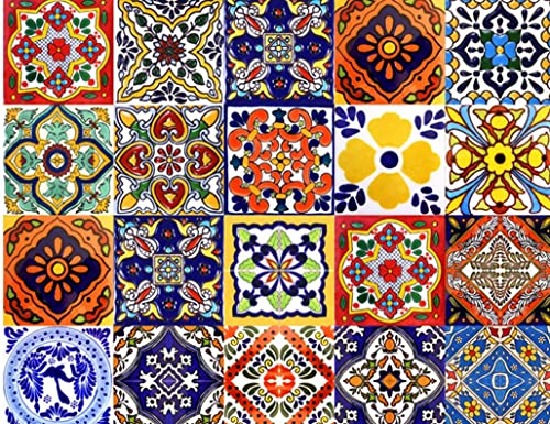 24 stück Wandfliesenaufkleber, Bunt Wandfliese Aufkleber, DIY Marokkanischer Fliesenaufkleber, Selbstklebende Tapete für Küche Wohnzimmer (15x15 cm) von TWSOUL