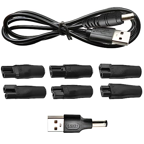 TWSOUL 5V Rasierer Ladegerät Kabel, 8pcs Multifunktions USB Adapter, für die Meisten Rasierern, Netzteil Ldekabel Ersatz für Rasierer Ladegerät (A) von TWSOUL