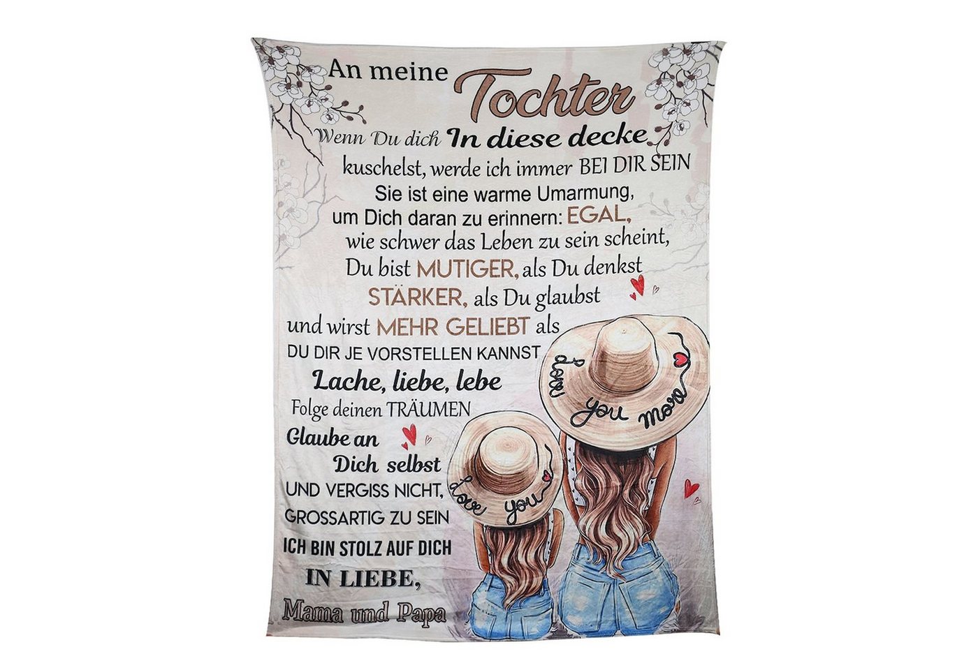 Einschlagdecke Personalisierte Kuscheldecke An unsere Tochter von Eltern( 150*200cm), TWSOUL von TWSOUL