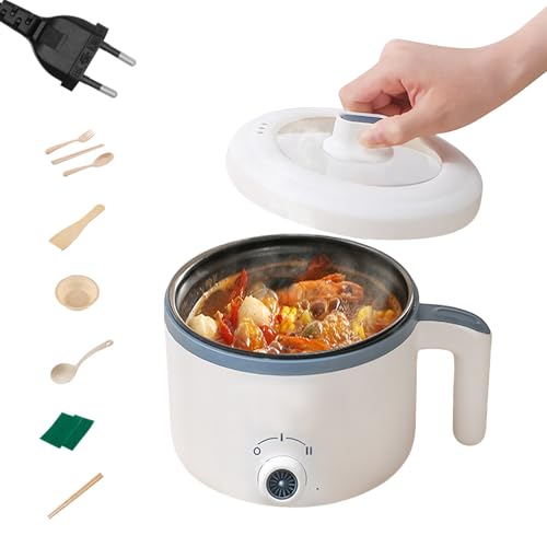 Elektrische Hot Pot, 1.7 L Tragbare Mini Antihaft Multikocher, 220V Elektrischer Kochtopf mit Duale Leistungssteuerun, Multifunktionaler Reisekocher, Anti-Trocken-Brandschutz von TWSOUL