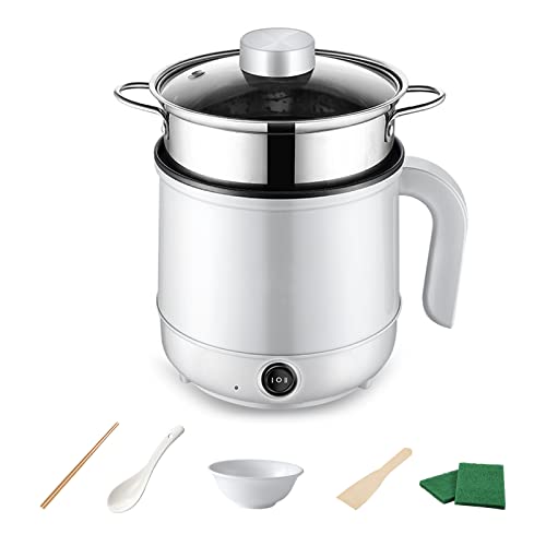 Elektrischer Hot Pot,1.7L Mini Elektrische Hot Pot mit Dampfgarer, Multifunktionale Antihaft-elektrische Anti-Dry-Burning Elektro-Dampfgarer zum Rühren von Frittieren/Eintopf/Dampf von TWSOUL