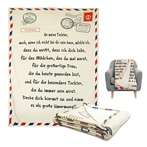 TWSOUL Kuscheldecke An Meine Tochter 150 x 200cm Personalisierte Brief Gedruckt Decken Geschenke Sofa Fleecedecke Flanelldecke Wohndecke Briefdecke Superweiche Decke von TWSOUL